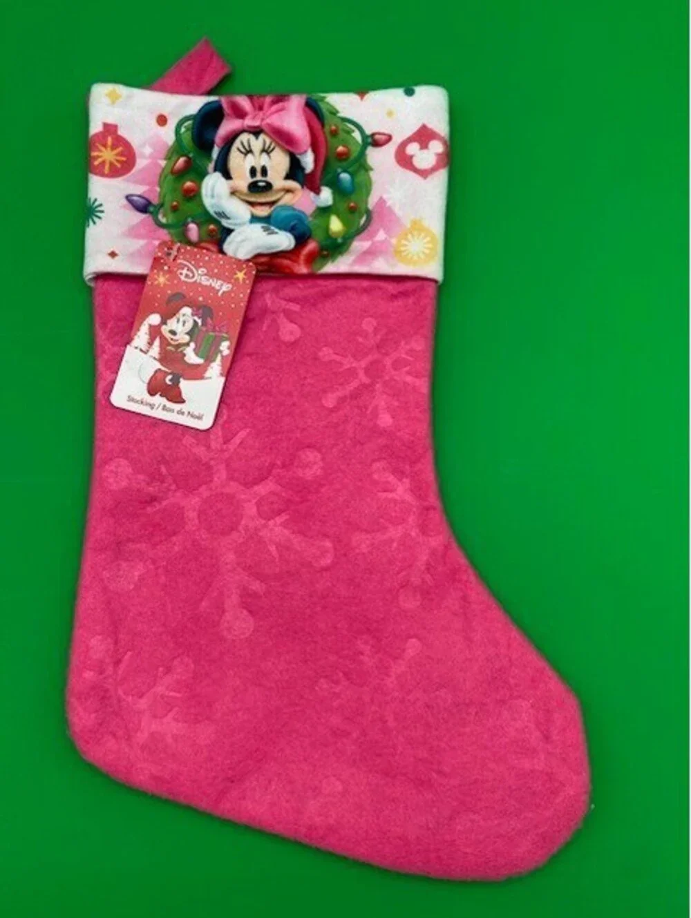 Disney Pink Minnie Mouse Christmas Stocking - New w/ Tags